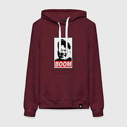 Толстовка-худи хлопковая женская BOOM: Kim Chen Eun, цвет: меланж-бордовый