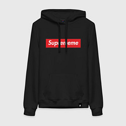 Толстовка-худи хлопковая женская Suprememe, цвет: черный