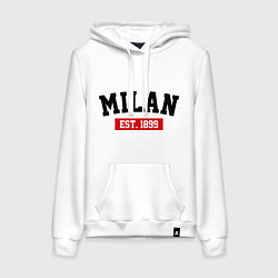 Толстовка-худи хлопковая женская FC Milan Est. 1899, цвет: белый