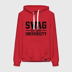 Толстовка-худи хлопковая женская Swag University, цвет: красный