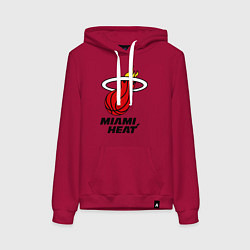 Толстовка-худи хлопковая женская Miami Heat-logo, цвет: маджента