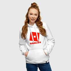 Толстовка-худи хлопковая женская Roblox Logo, цвет: белый — фото 2