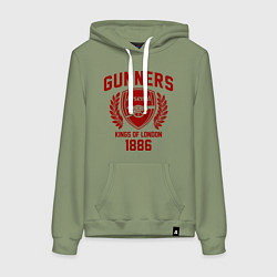 Толстовка-худи хлопковая женская Arsenal: Kings of London, цвет: авокадо