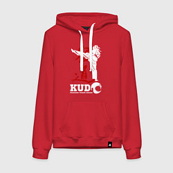 Толстовка-худи хлопковая женская Kudo, цвет: красный