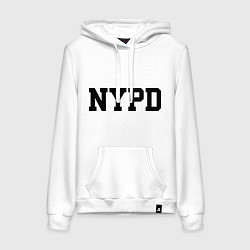 Толстовка-худи хлопковая женская NYPD, цвет: белый