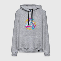 Толстовка-худи хлопковая женская Волейбол, цвет: меланж