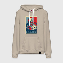 Толстовка-худи хлопковая женская STARS, цвет: миндальный