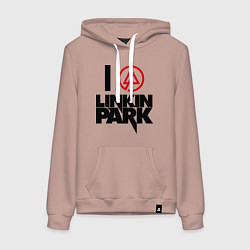 Толстовка-худи хлопковая женская I love Linkin Park, цвет: пыльно-розовый
