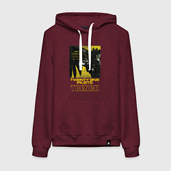 Толстовка-худи хлопковая женская TOP: TRENCH, цвет: меланж-бордовый