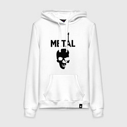 Толстовка-худи хлопковая женская Metal Skull, цвет: белый