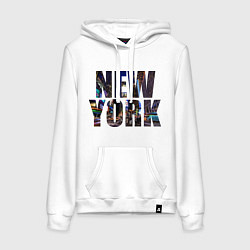 Толстовка-худи хлопковая женская New York Streets цвета белый — фото 1