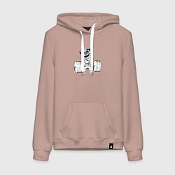 Женская толстовка-худи Мопс пауэрлифтер