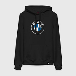 Толстовка-худи хлопковая женская BMW LOGO 2020, цвет: черный