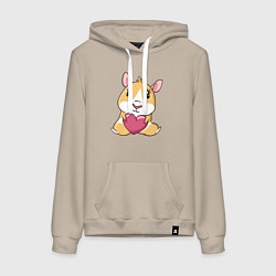 Толстовка-худи хлопковая женская Морская Свинка, цвет: миндальный