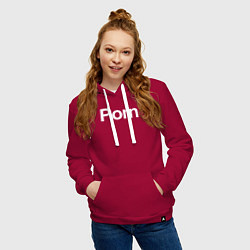 Толстовка-худи хлопковая женская Porn, цвет: маджента — фото 2