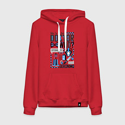 Толстовка-худи хлопковая женская Hello, i'm the Doctor, цвет: красный