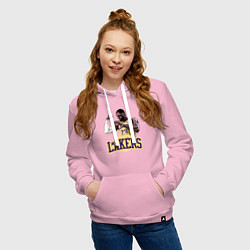 Толстовка-худи хлопковая женская LeBron - Lakers, цвет: светло-розовый — фото 2