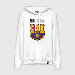 Толстовка-худи хлопковая женская Barcelona FC, цвет: белый