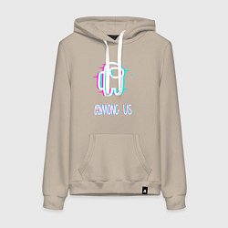 Толстовка-худи хлопковая женская Among us, цвет: миндальный