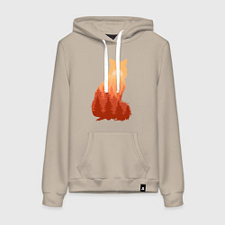 Толстовка-худи хлопковая женская Лиса, цвет: миндальный