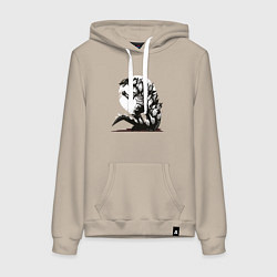 Толстовка-худи хлопковая женская Годзилла, цвет: миндальный