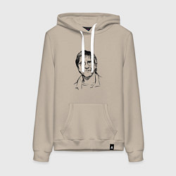 Толстовка-худи хлопковая женская Юрий Шевчук ДДТ, цвет: миндальный