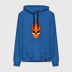 Толстовка-худи хлопковая женская Fire flame skull, цвет: синий