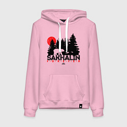 Толстовка-худи хлопковая женская Sakhalin forever, цвет: светло-розовый