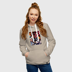 Толстовка-худи хлопковая женская КЛИНОК РАССЕКАЮЩИЙ ДЕМОНОВ, цвет: миндальный — фото 2