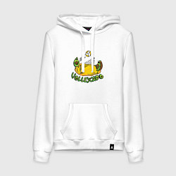 Толстовка-худи хлопковая женская Авокадо играют в Волейбол, цвет: белый