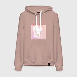 Толстовка-худи хлопковая женская Vaporwave Strawberry Milk, цвет: пыльно-розовый