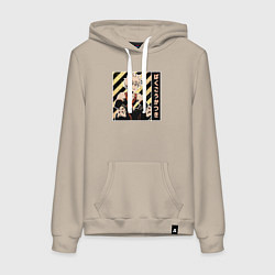 Толстовка-худи хлопковая женская Моя геройская академия Бакуго, цвет: миндальный