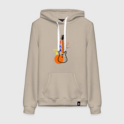 Толстовка-худи хлопковая женская Цветная гитара, цвет: миндальный