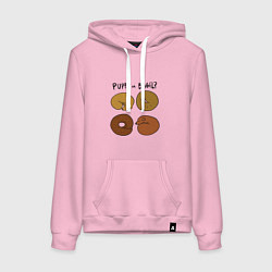 Толстовка-худи хлопковая женская Puppy or Bagel Щенок или Бейгл, цвет: светло-розовый