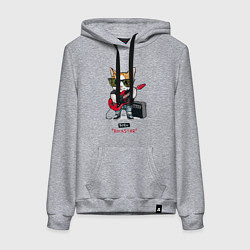 Женская толстовка-худи КРУТОЙ КОТ ГИТАРИСТ