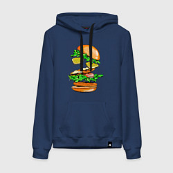 Толстовка-худи хлопковая женская King Burger, цвет: тёмно-синий