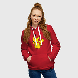 Толстовка-худи хлопковая женская Уставший Пикачу, цвет: красный — фото 2