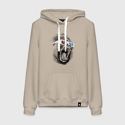 Толстовка-худи хлопковая женская Дикая горилла, цвет: миндальный