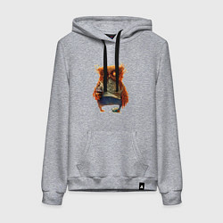 Толстовка-худи хлопковая женская Замученный уставший, цвет: меланж