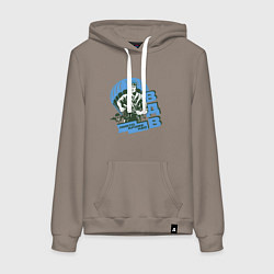 Толстовка-худи хлопковая женская Никто кроме нас, цвет: утренний латте