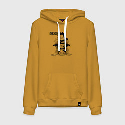 Толстовка-худи хлопковая женская Эйс, Луффи и Сабо - Братство ASL, цвет: горчичный