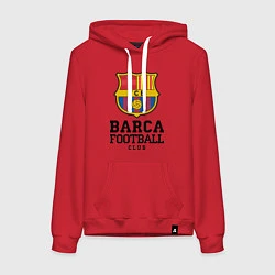 Толстовка-худи хлопковая женская Barcelona Football Club, цвет: красный