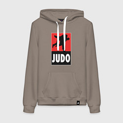 Толстовка-худи хлопковая женская Judo, цвет: утренний латте