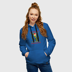 Толстовка-худи хлопковая женская Рождественский свитер Скептическая змея, цвет: синий — фото 2