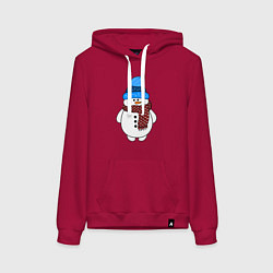 Женская толстовка-худи Снеговик в шапочке