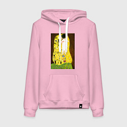 Женская толстовка-худи Густав Климт влюблённые поцелуй с котом