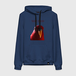 Толстовка-худи хлопковая женская Красный попугай, цвет: тёмно-синий