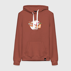 Толстовка-худи хлопковая женская Санта в маске, цвет: кирпичный