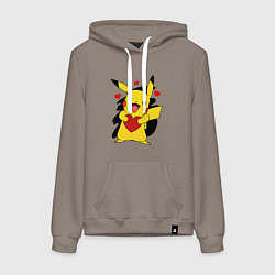 Женская толстовка-худи ПИКАЧУ И СЕРДЕЧКО POKENON PIKACHU LOVE