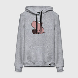 Женская толстовка-худи Бегемотик детский коричневый